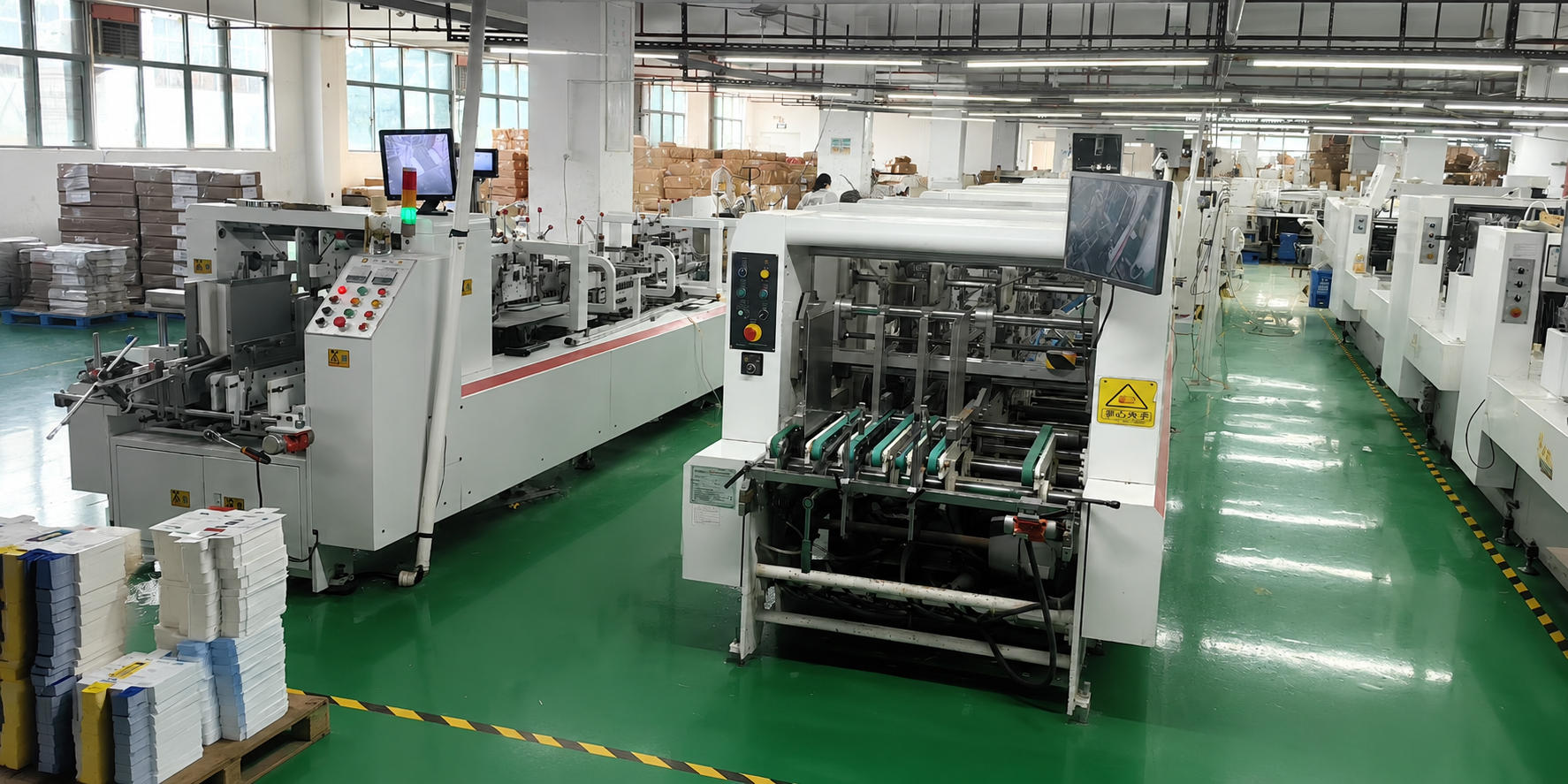 Automated paper packaging production lines inside the XJY factory