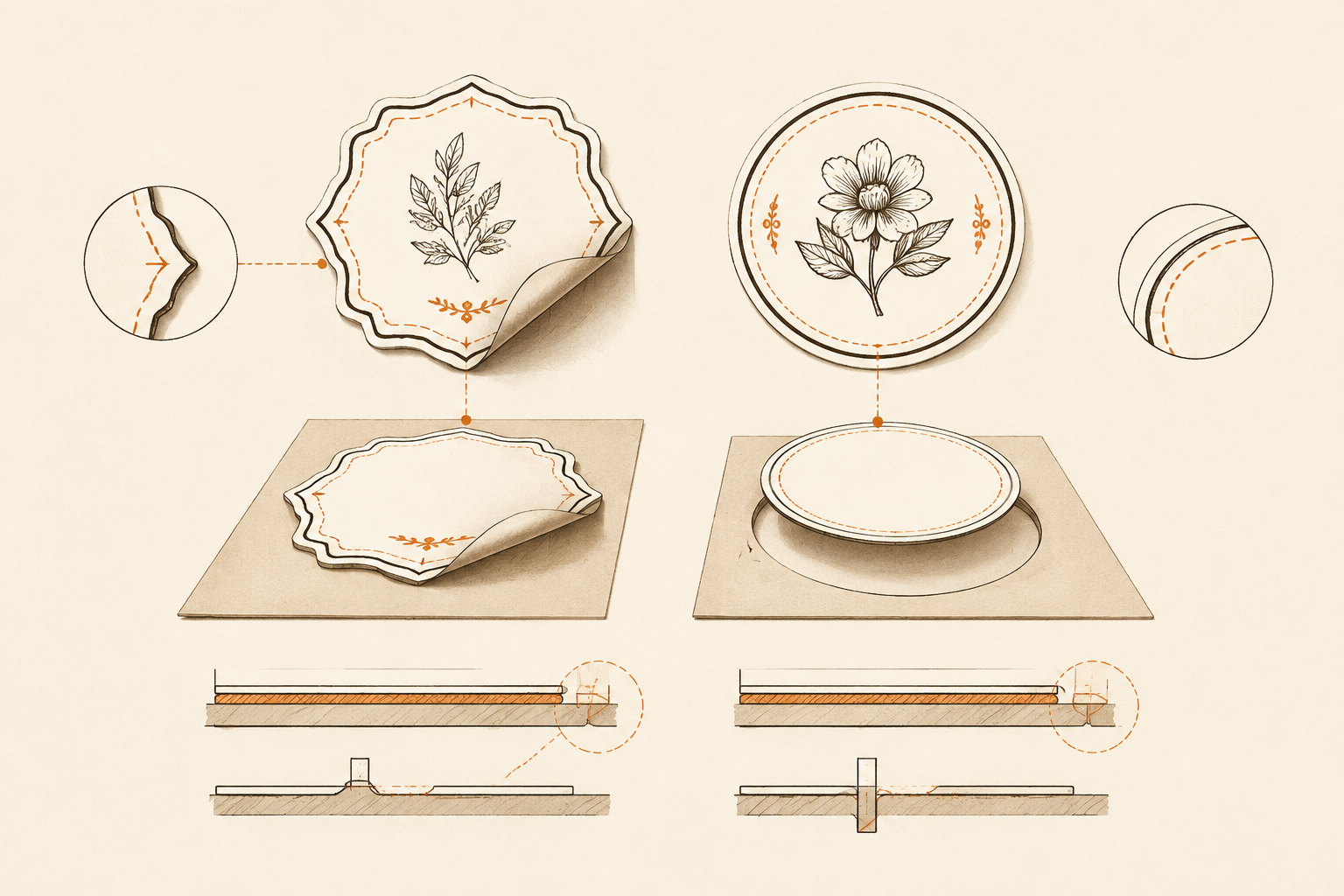 Individual die-cut labels in several practical shapes