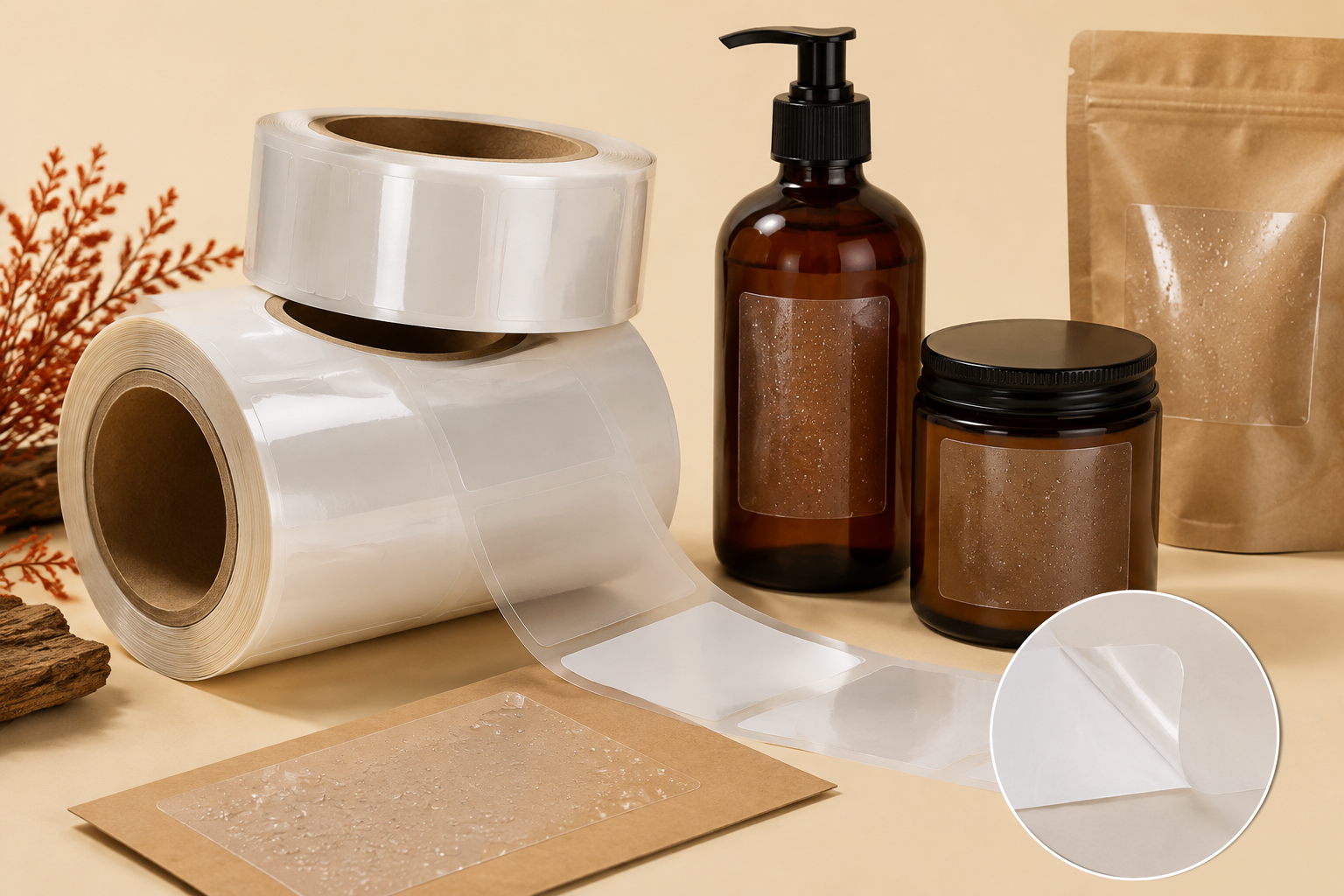 Clear and white BOPP film label materials