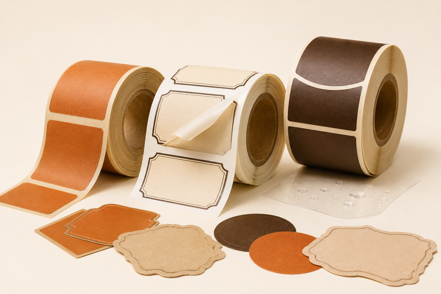 Durable PET and vinyl label rolls and die-cut samples