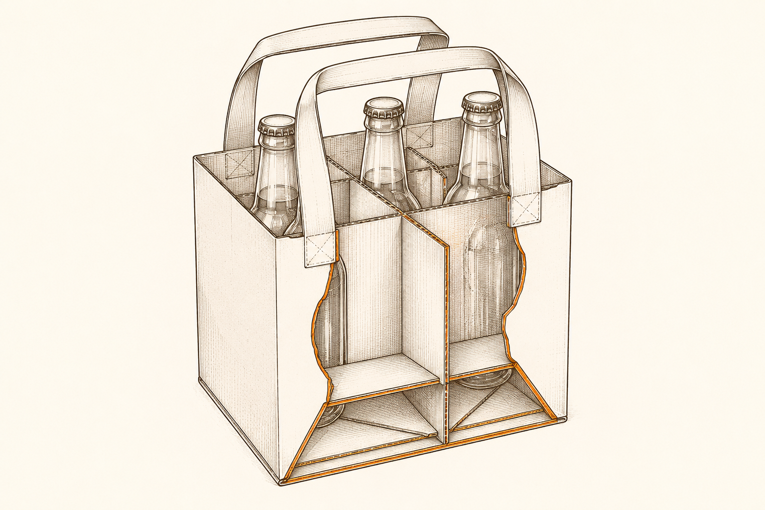 Reinforced paper bottle carrier bag with an internal divider