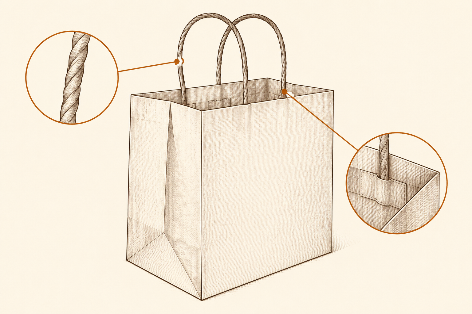 Paper bag with twisted paper handles