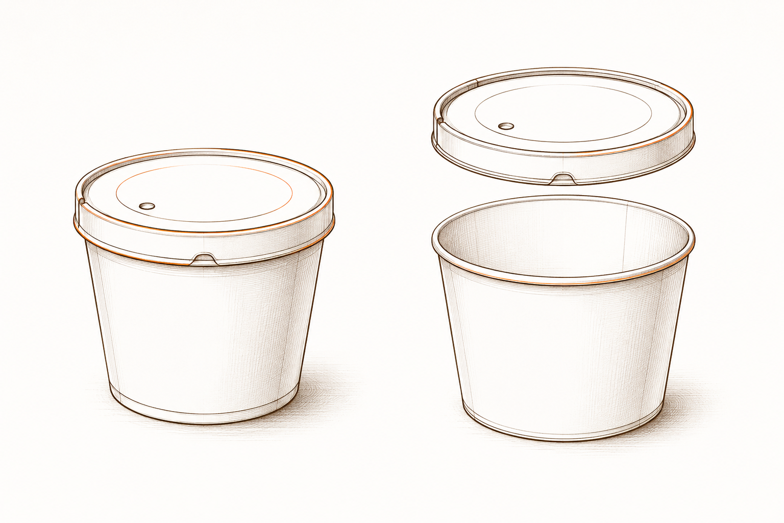 Tall paper noodle bowl with a fitted lid