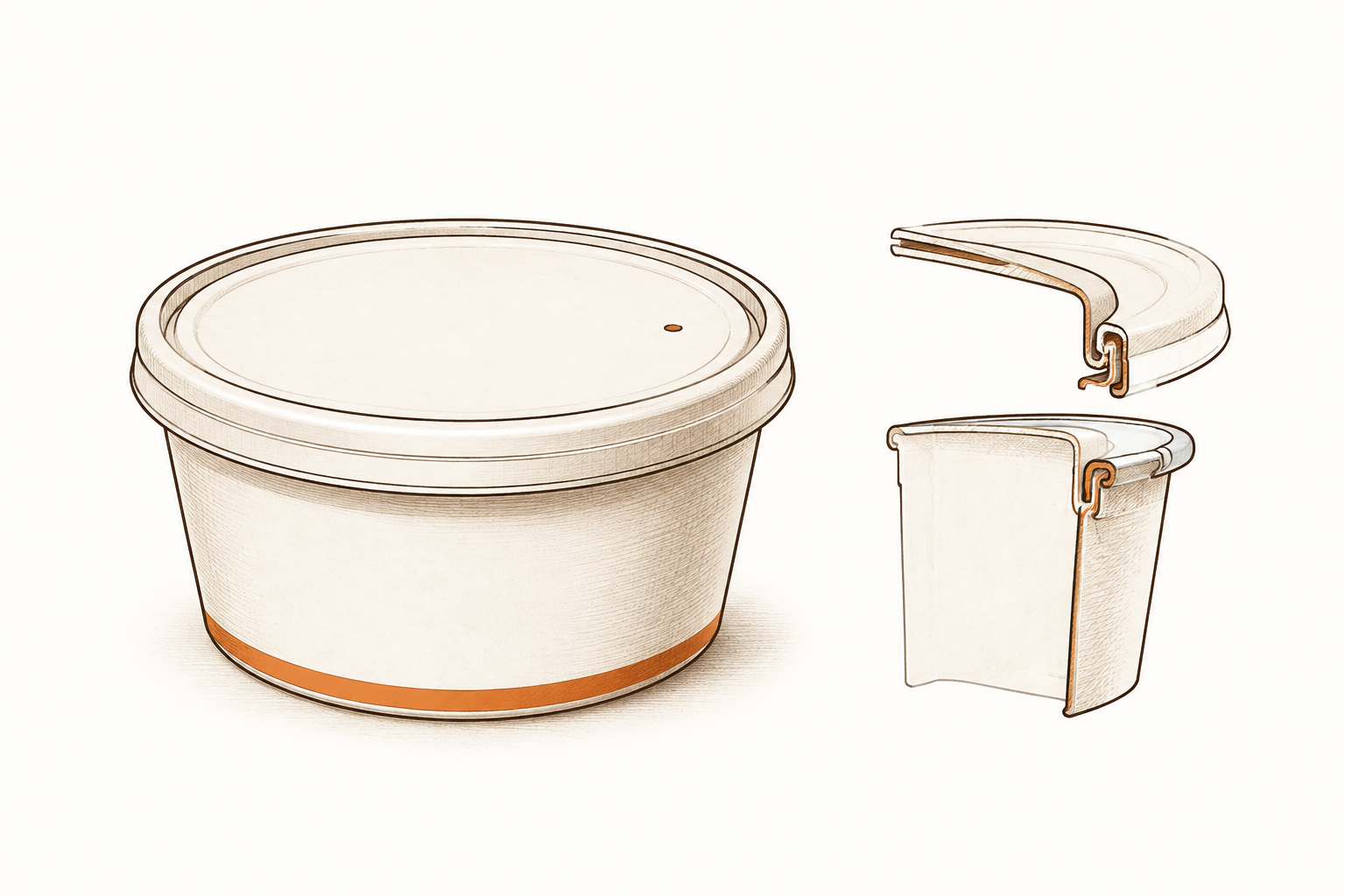 Deep paper soup bowl with a secure takeaway lid
