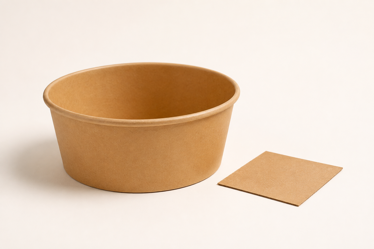 Kraft paperboard bowls and natural board samples