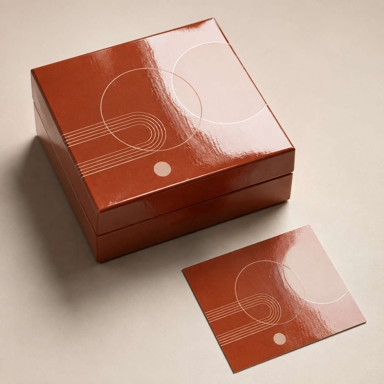 Representative paper box with a reflective gloss laminated surface
