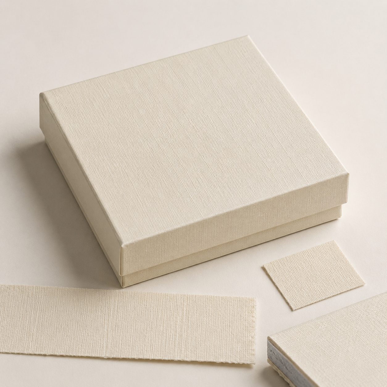 Representative textured paper wrapped rigid box and paper samples