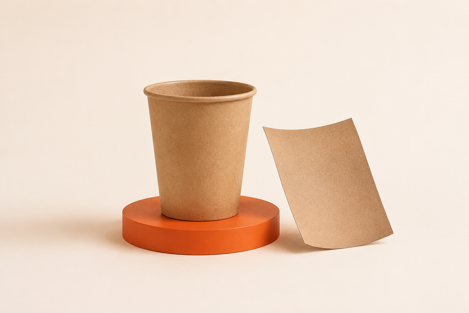 Kraft paper cups with an uncoated natural exterior