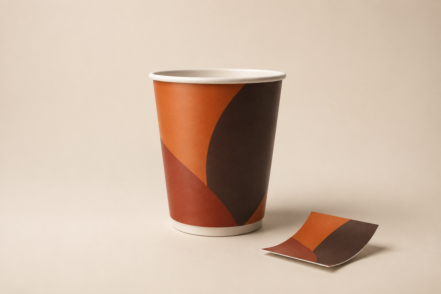 Printed paper cups with a low-glare matte varnish