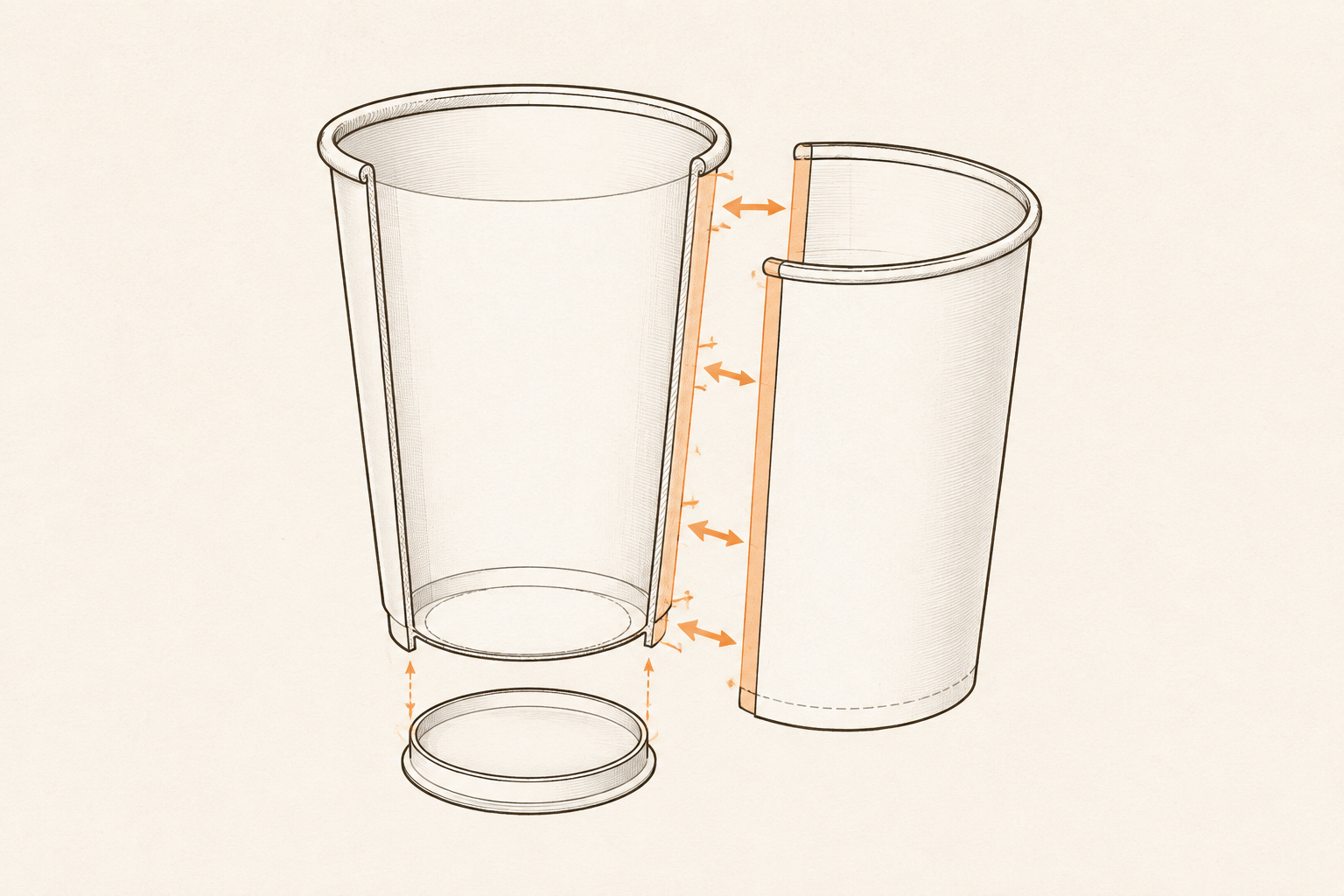 Double-wall insulated paper cup shown in cross-section