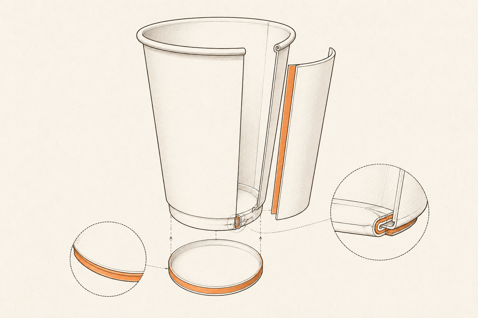 Single-wall paper cup with a fitted lid