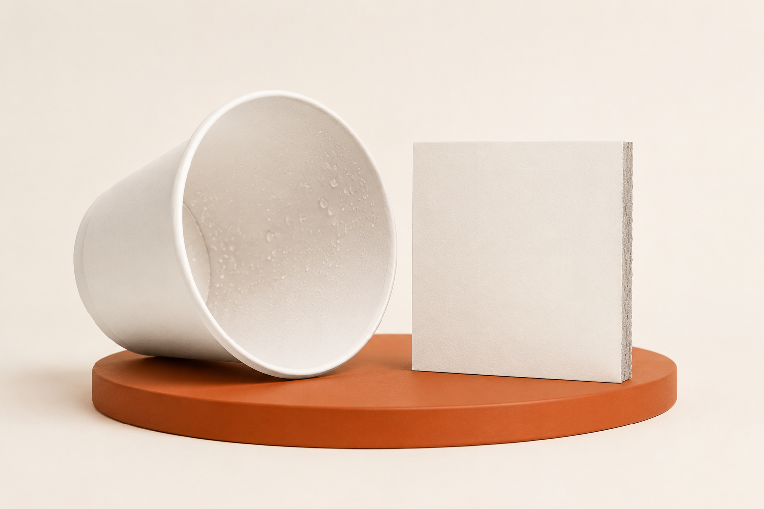 Paper cup board with a water-based barrier coating