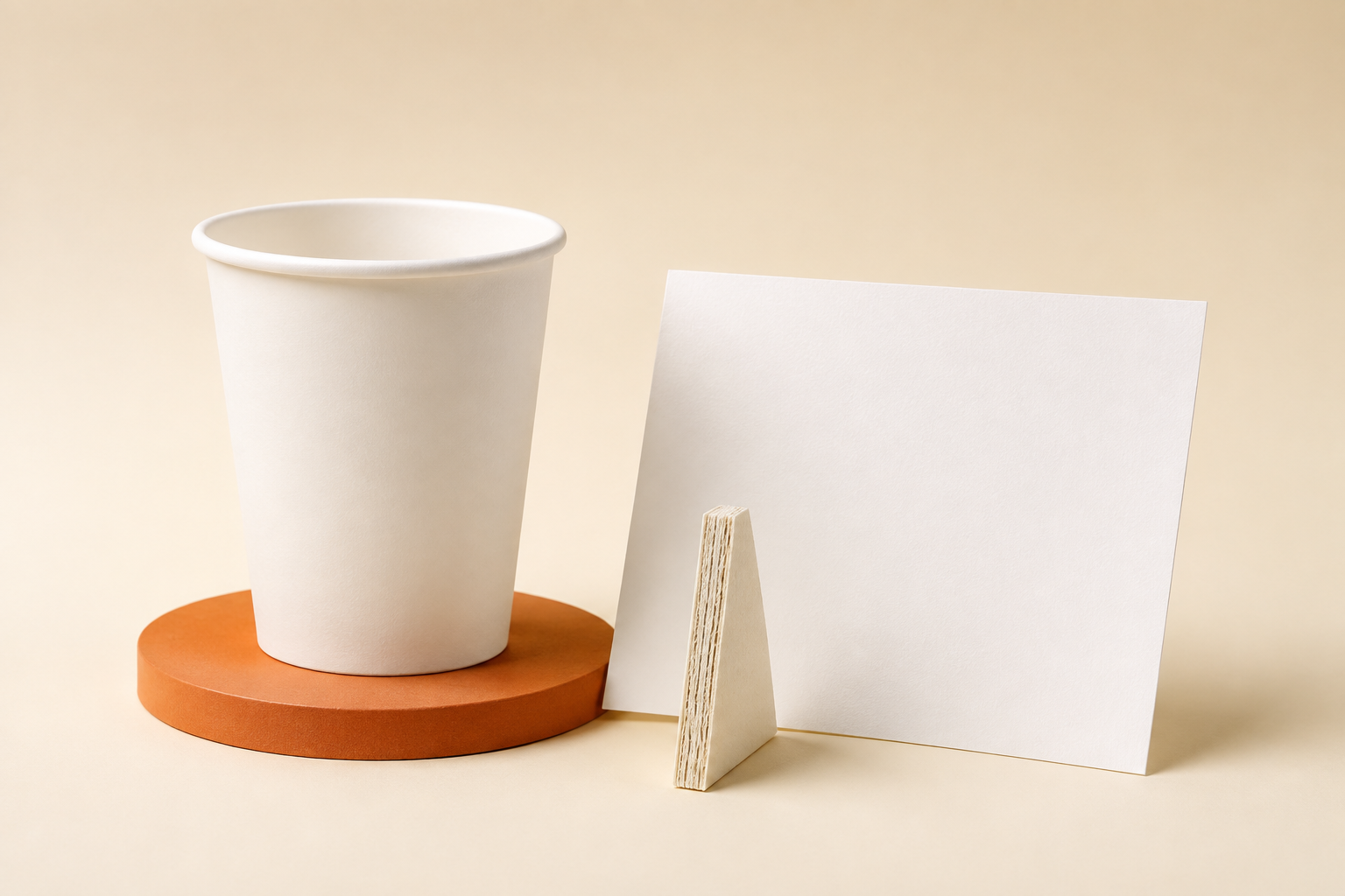 White paperboard cups and board cross-section samples