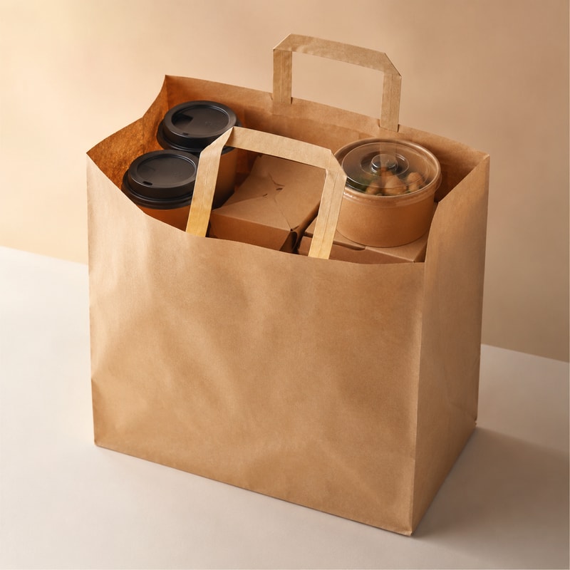 Takeaway Flat Handle Paper Bag