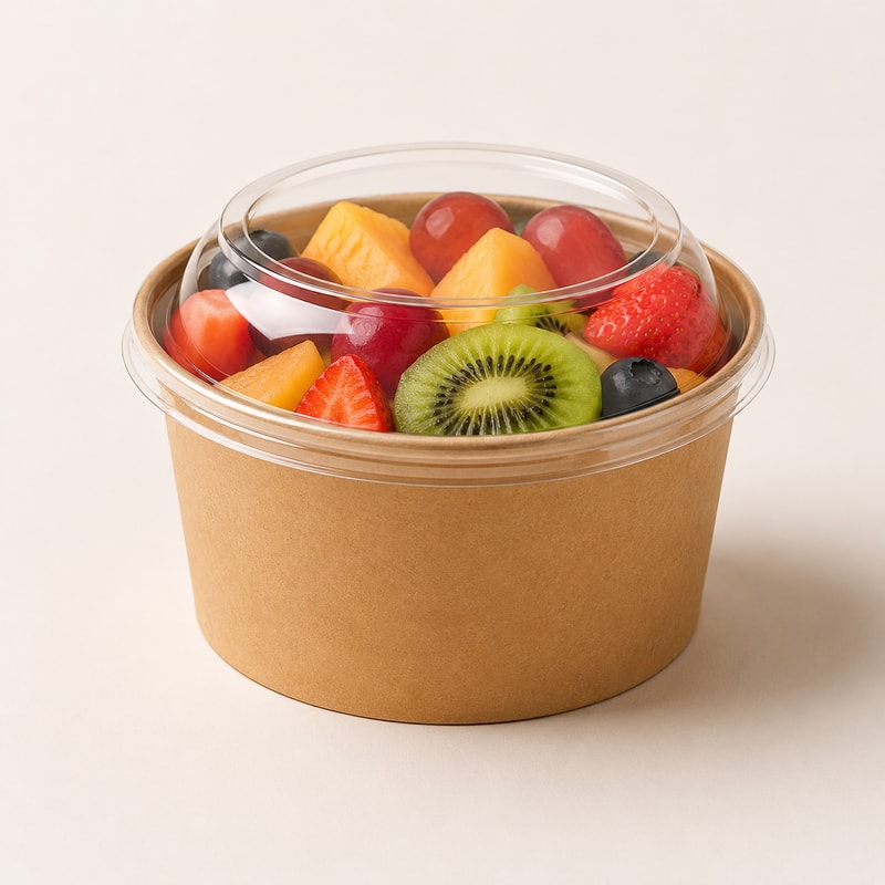 Fruit Salad Clear Lid Paper Bowl