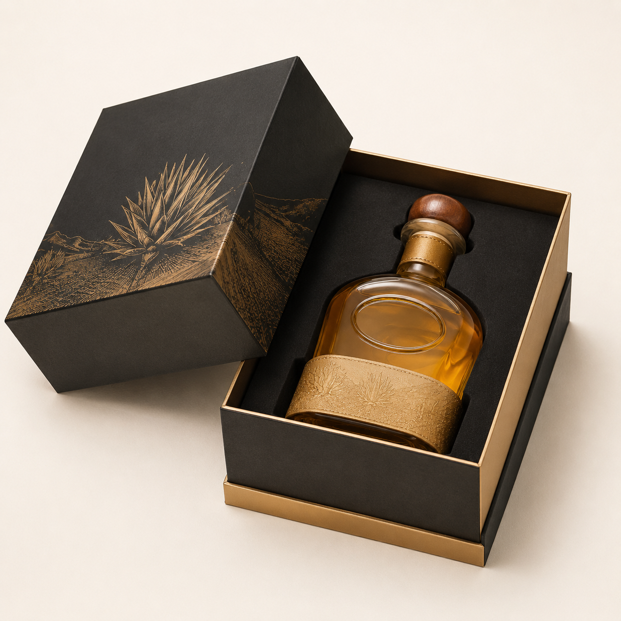 Luxury Tequila Bottle Lid and Base Box